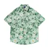 Camisa de manga curta solta de verão, de alta qualidade, com caimento fluido para homens, moderna e estilosa, com uma vibe legal e charmosa, apresentando estampa em aquarela e tecido resistente a amassados, disponível agora