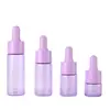 Nova Garrafa de Vidro Roxa para Óleo Essencial com Múltiplas Especificações 5ml 10ml 15ml 22ml Frasco Conta-gotas com Ponta de Plástico Frasco de Essência