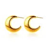 Pendientes de Luna Huecos Chapados en Cobre de Oro de 22 Quilates Moda Transfronteriza Europea y Americana Lujo Accesible Pendientes Elegantes Exagerados con Estilo