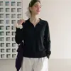 Suéter de Punto para Mujer con Cuello Polo Estilo Old Money, Suéter Casual de Manga Larga con Cuello en V para Otoño, 8002