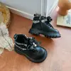 Botas de Moda Princess com Bolinhas e Laço Forradas com Fleece para Meninas 2026 Inverno Novo Botas Martin para Meninas Pequenas