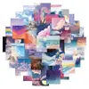 50 Peças de Adesivos de Pintura a Óleo Paisagística Ins Personalizados Decorativos para Mala de Viagem Mala de Rodinhas Caderno Guitarra Copo Térmico À Prova d'Água
