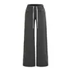 Atacado de Roupas Femininas Transfronteiriças Estilo Europeu e Americano 2025 Novas Calças Casuais Retas de Cintura Alta com Cordão Calças Retas Emagrecedoras