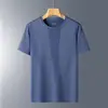 Camiseta Masculina de Seda de Gelo de Secagem Rápida com Manga Curta, Top Esportivo de Malha para Verão, Roupas Casuais de Verão, Camiseta Elástica