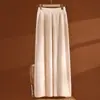 Pantalones de Mujer de Lana 100% con Nervadura 3D Lateral Cintura Elástica Otoño Invierno Holgados Casual Versátil Tejidos de Punto Pierna Ancha