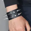 Pulsera Punk Transfronteriza Europea y Americana Estilo No Convencional Exagerada con Remaches y Púas de Aleación, Pulsera Doble Fila de Cuero