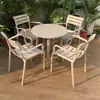 Conjunto de mesa e cadeiras retangulares moderno para pátio externo, varanda, loja de milk tea ao ar livre, área de estar externa de restaurante, aço carbono para uso comercial