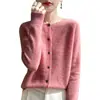 Top liso listo para usar, cárdigan de punto de cuello redondo, elegante, primavera/otoño 2026, de manga larga, nueva moda para mujer, beige