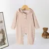 Enterizo a Rayas con Capucha para Bebé de Primavera y Otoño para Salir Calidez Ropa de Gateo de Manga Larga para Bebé Body Ropa Exterior Moderna Linda Coreana