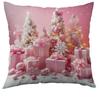 Funda de Almohada Navideña 2025 Estampado de Papá Noel Poliéster Cojín Decorativo para Sofá Funda de Cojín Festiva Regalo de Vacaciones