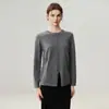 Abertura lateral ~ Suéter de cachemir con cuello redondo Otoño/Invierno 2026 Para mujer Color liso Prenda base Estilo elegante Suéter cálido
