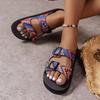 Sandalias de talla grande de comercio exterior nuevas para mujer, suela gruesa, hebilla de una palabra, colores a juego, estilo casual europeo y americano, sandalias y zapatillas de playa para mujer