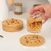 Em estoque porta-copos de bambu com isolamento térmico mesa de jantar antiderrapante tapete anti-queimaduras tapete de isolamento térmico para mesa de jantar doméstica tapete de madeira anti-queimaduras para caçarola de cozinha