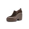 Zapatos de Mujer de Cuero Genuino con Plataforma y Tacón Grueso Estilo Europeo y Americano Modelo Nuevo Primavera 2026 para Mujeres Petites Mocasines de Tacón Ultraligero