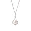Estilo coreano 925 Sterling Silver Colar de pérolas de água doce Design de nicho feminino Micro-incrustado Pingente de zircão Drop ins Clavícula Cadeia