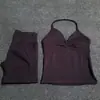 Df Nuevo Conjunto de Chalecos Deportivos, Sujetadores de Cuello Halter, Pantalones Cortos Deportivos para Correr al Aire Libre