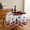 Mantel Navideño Transfronterizo Árbol de Navidad Floral Ambiente Festivo Decoración Redondo Impermeable Mesa de Escritorio Mesa de Café Mantel en Stock