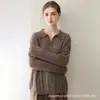 ¡Tan hermoso! Elegante solapa de terciopelo otoño e invierno nuevo estilo tejido de punto trenzado tridimensional para mujer capa base suelta adelgazante suéter pullover