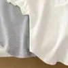 Gola Polo Ombro Verão Curto Barra Irregular Top Europeu Design Nicho Fio Manga Curta Camiseta para Mulheres