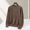 Suéter Masculino de Lã 2026 Outono e Inverno Gola Redonda Masculino Gola Média Cashmere Malha Interna Suéter de Lã para Homens