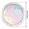 Nuevo color de purpurina diamante cumpleaños fiesta festiva decoración de fiesta vajilla plato de papel vaso de papel servilleta mantel traje