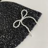 Gorro de Invierno Tejido con Lazo de Perlas y Lentejuelas Estilo Coreano para Mujer, Estilo Dulce y Cool, Gorro Baotou Pequeño de Lana que Resalta el Rostro, Moderno
