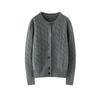 Moda Gola Redonda Corpo Inteiro Torção Cardigan Curto de Caxemira Feminino Slimming Commuter Elegante Casaco Suéter Engrossado