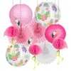 Fiesta Temática Hawaiana Fiesta Temática de Flamencos Flor de Papel Linterna de Papel Decoración Bola de Panal Suministros para Fiesta de Cumpleaños