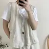 Colete feminino estilo vintage, novo modelo primavera 2026, gola V, de abotoamento simples, corte solto, modelador, leve, jaqueta sem mangas