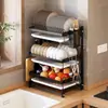 Estante de Almacenamiento de Cocina Estante Escurridor Colgante Montado en la Pared Palillos Vajilla Estante Escurridor Estante de Almacenamiento de Múltiples Niveles Estante de Platos de Escritorio