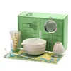 Juego de Cerámica para Tazón de Matcha Estilo Japonés para Preparar Matcha, Batidor de Bambú, Pincel de Matcha, 100 Púas, Caja de Regalo Ceremonia del Té Dinastía Song