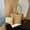 Bolso cesta estilo vacacional para mujer, nuevo de moda 2026 calado de un solo hombro para debajo del brazo bolso de mano tote madre-hija