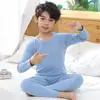 Roupa Íntima Térmica de Lã Infantil, Tops e Calças Térmicas de Seda para Meninos, Pijamas de Gola Redonda para Crianças, Camisas de Algodão Camada Base para Meninas
