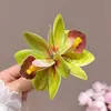 Didy No Tiene Miedo del Mismo Pasador Verde de Phalaenopsis Flor Lateral Flor Artificial Tocado Accesorios para el Cabello de Viaje a la Costa