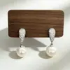 Pinzas para Orejas de Gota de Agua de Plata con Perlas y Piedras de Zhao Lusi Xu Yan, Sin Perforar, de Moda, Versátiles Pendientes de Commuter para Mujer