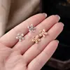 Pendientes de Borlas para Transmisión en Vivo Moda Redondos Gota de Agua Cuadrados Pétalo Parche Zirconia Stud Pendientes Mujer Perla Lujo Ligero