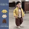 Chaqueta de invierno acolchada de algodón para niño pequeño, prenda exterior acolchada engrosada de color amarillo jengibre para niños, estilo casual, top cálido, ropa de invierno para bebés niños