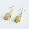 Pendientes de Jade Hetian Natural Guan Yu Agua Clara Pendientes de Gancho de Jade Tendencia Nacional Fábrica de Joyería Venta al por Mayor Dropshipping S4052903