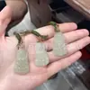 Colgante de Jade Hetian Natural con Figura de Buda, Jade Hetian en Color Agua Clara, Calabaza en Forma de Hoja, y Colgante de Paz para Hombres y Mujeres, con Cadena de Jade