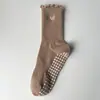 Meias Esportivas para Mulheres, Meias para Fitness Yoga, Profissionais Antiderrapantes com Bordado de Coração de Renda Personalizadas para Pilates Meia-Canela para Mulheres