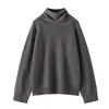 Edición de Diseñador Cachemir Grado Bebé Suéter de Punto de Cuello Alto para Mujer Suéter Holgado Adelgazante Agradable al Tacto