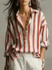 Sitio Independiente de Amazon Transfronterizo Europeo y Americano Primavera, Verano, Otoño 2026 Nueva Camisa de Moda Holgada de Rayas con Cuello de Solapa para Mujer