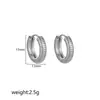 Pendientes de Aro con Tachuelas de Diamantes de Venta Caliente Transfronterizos para Mujer, Estilo de Lujo Ligero, Simples y Versátiles, Aros de Acero Inoxidable con Circonita