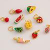 Colgante de oro antiguo ficticio con forma de gota de aceite, accesorio de joyería hecho a mano, tarjeta colgante, serie de frutas, venta al por mayor