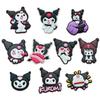 Zapatos populares de la serie Kuromi, con agujeros y hebillas de flores, Sanrio, bricolaje, decoración de fundas de teléfono con dibujos animados.