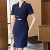  Delgado Técnico Nuevo Salón de Belleza Primavera y Verano Delgado Profesional Vestido que Cubre la Cadera 2024 Joyería Ropa de Trabajo