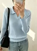 Suéter de malha vintage com gola polo vazada para mulheres, design de outono, suéter básico macio e aconchegante de nicho com gola de lapela