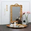 Espejo de Palacio de Relieve Dorado con Forma Especial Retro Vintage Francés Espejo Cosmético Espejo Decorativo Colgante Pared Foto