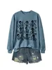 Sudadera casual de moda para mujer de Halloween con nueve marcos de calavera y lazo de estrella - Tienda independiente de Amazon eBay