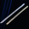 Pulsera de Cadena Cubana para Hombre Moderna Hip Hop Pareja Plata de Ley Simple Moda Marca de Tendencia Europea y Americana Incrustada con Diamantes Completos Joyería de Industria Pesada